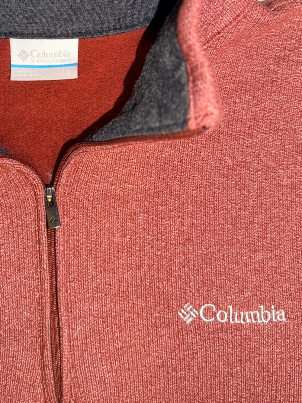 Columbia Fleece Pullover Men’s Medium Orange 1/4 Zip Sweater Hiking Casual